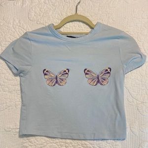 Cropped butterfly tshirt